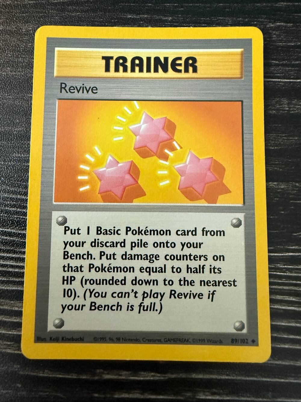 Vintage 1999 Pokémon Base Set Shadowless Revive 89/102 Trainer Card WOTC